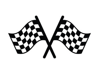 Obraz premium racing checkered flag crossed poles finish line racing emblem vector