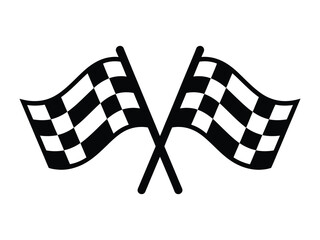 Obraz premium racing finish line checkered flags crossed pole motorsport graphic