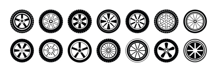 wheel icon collection automotive rim designs line art © AIcon Star
