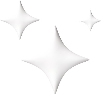 3D sparkles icon, glossy star shape