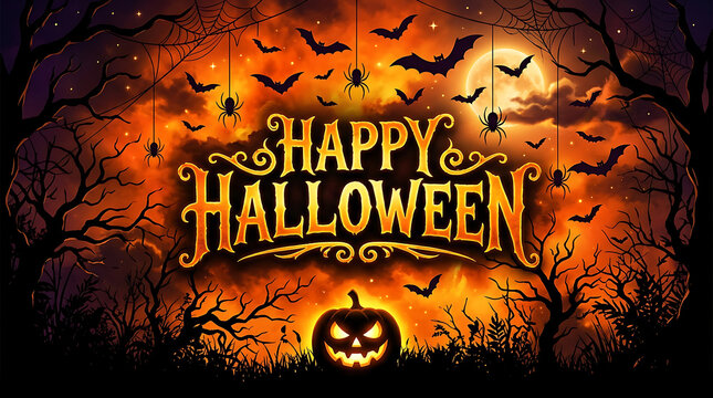 Happy halloween pixel art sign