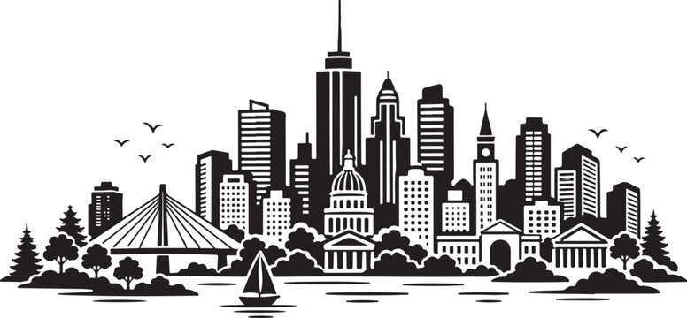 Boston Skyline Silhouette Vector Illustration