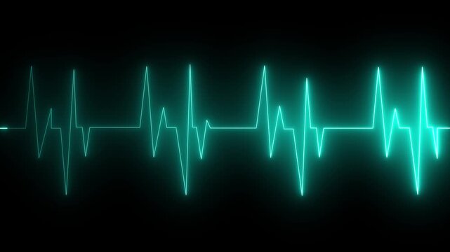 abstract glowing neon Heart and cardiogram, heart with heartbeat icon animation. heartbeats icon animated on black background. heartbeat pulse icon animated.4k video.