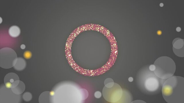 Animated interlocking pink glitter rings on a dark background with soft bokeh hearts for romantic celebrations and wedding event design projects with animation two interlocking
