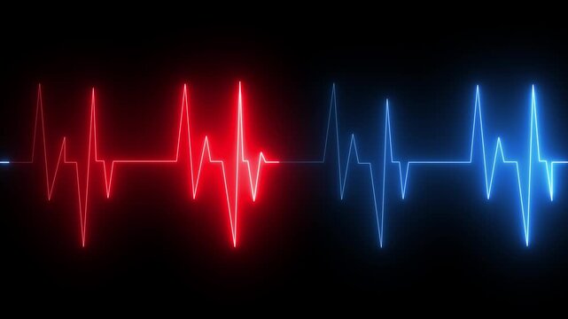 abstract glowing neon Heart and cardiogram, heart with heartbeat icon animation. heartbeats icon animated on black background. heartbeat pulse icon animated.4k video.
