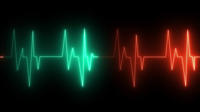 abstract glowing neon Heart and cardiogram, heart with heartbeat icon animation. heartbeats icon animated on black background. heartbeat pulse icon animated.4k video.