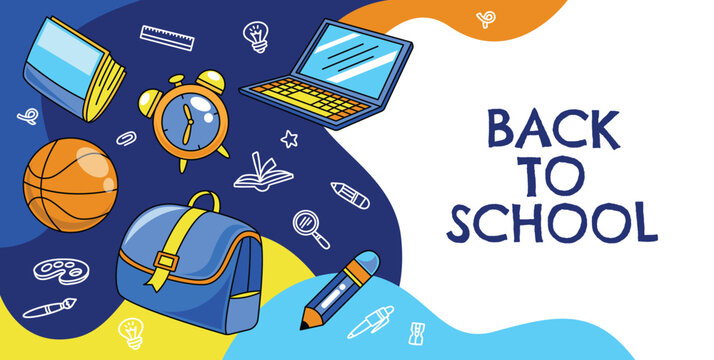 Fun back to school doodle element vector background