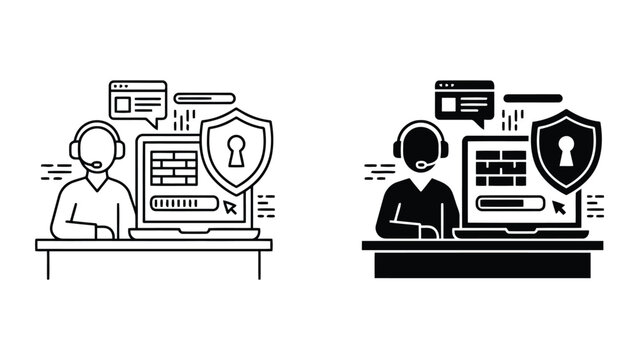 It support and network firewall security glyph icon set with firewall, security