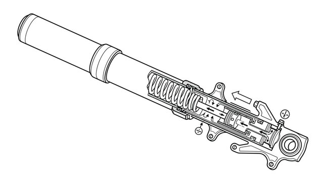 Sleek Black and White Line Drawing of a Cross Sectional View of a Modern Firearm Rifle Mechanism