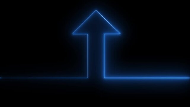 Abstract dynamic neon arrow icon animation , background neon arrow doing direction information animation on black background.4k motion video.