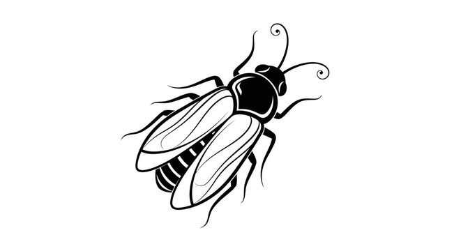 Minimalist black fly insect icon on white background