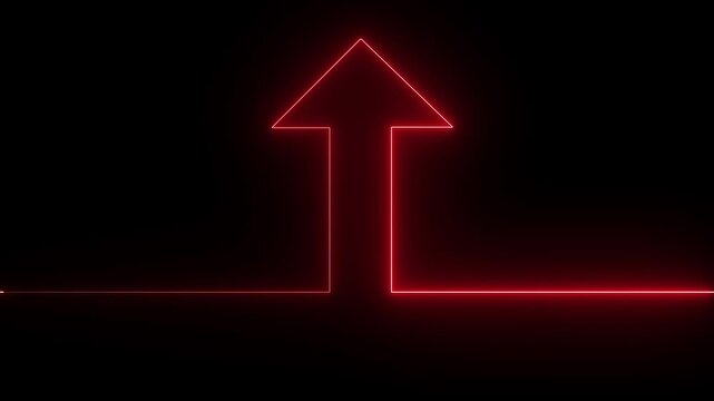 Abstract dynamic neon arrow icon animation , background neon arrow doing direction information animation on black background.4k motion video.
