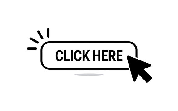 Click here button, cursor pointer, web interface icon, call to action symbol