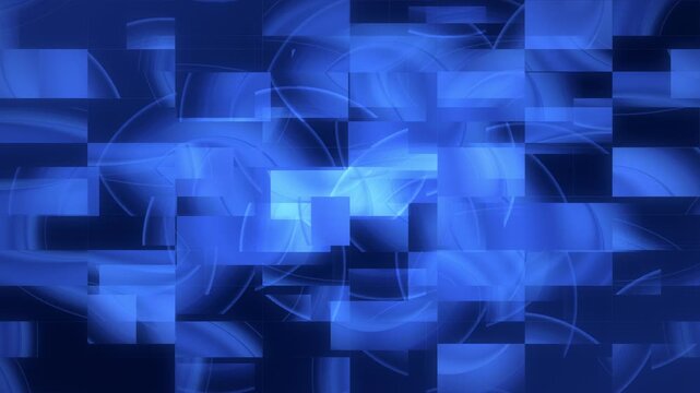 A seamless animation loop of layered and overlapping blue rectangles with moving textured surfaces, creating a fluid, smooth, and engaging digital technology background intro scene