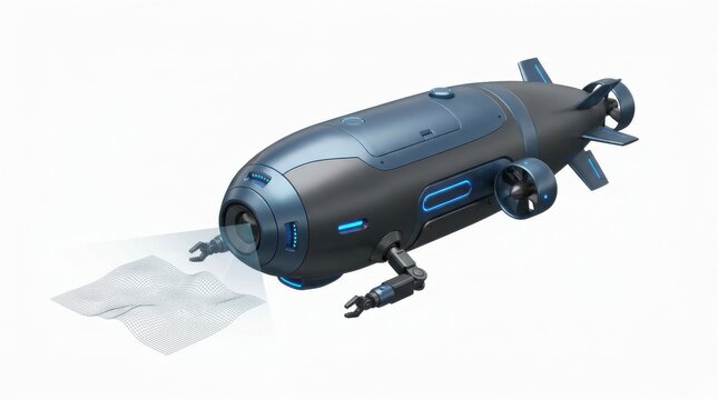 Autonomous underwater research vehicle mapping the ocean floor for scientific exploration