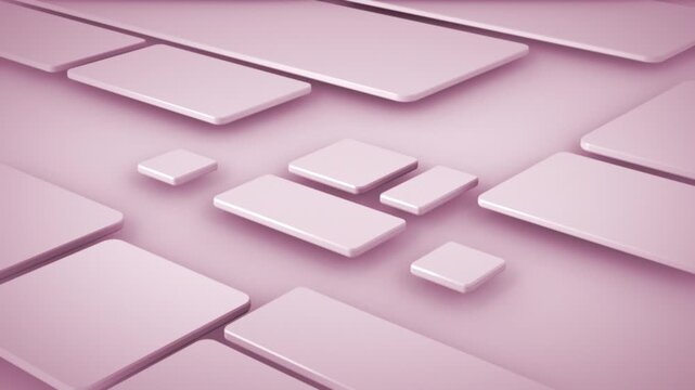 Soft pink plates glide in a seamless satisfying loop, layering smooth geometric surfaces with gentle depth, clean motion, and calming minimal rhythm for elegant visual content