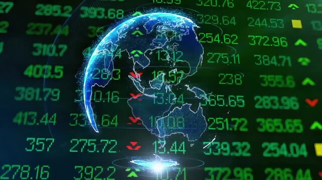 Global Stock Market Digital Globe with Financial Data