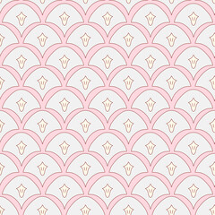Soft pink and white scallop fish scale seamless pattern © Bhumaya Studio