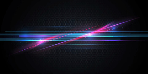 Naklejka premium Abstract Blue Glowing Wave Background with Colorful Light Trails Futuristic Technology Energy Lines and Dynamic Motion Vector Illustration Wallpaper Design