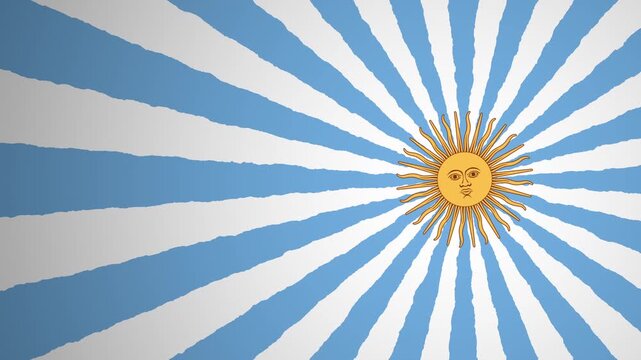 Argentinian sunburst design featuring the iconic Sun of May and distressed blue and white rays. A patriotic and inspiring background perfect for cultural events, travel, and historical projects.
