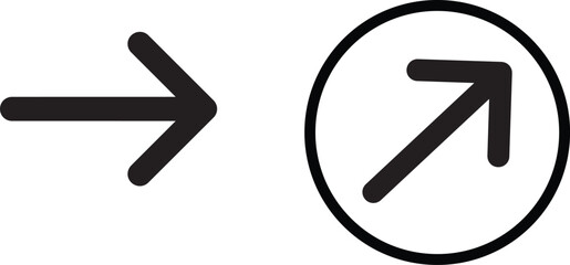 Black Arrow Icons Pointing Right and Upward on a Clean White Background © pritom
