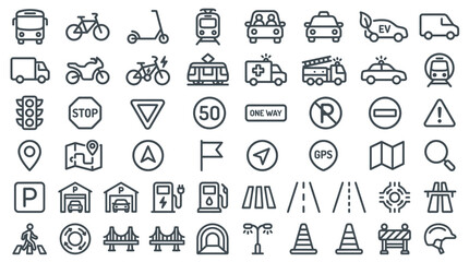 Collection of transportation and traffic icons © Graffico