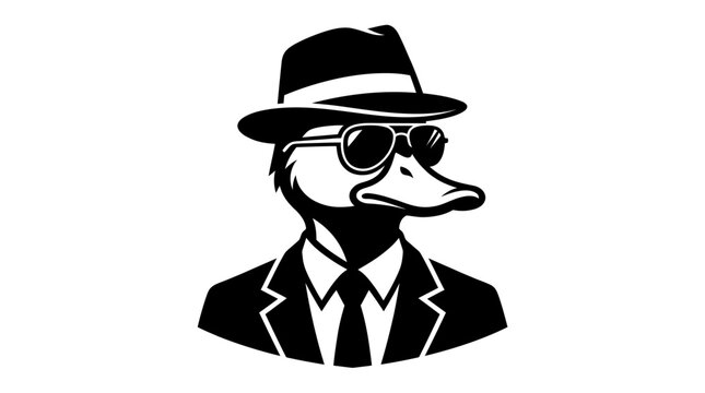 Duck in suit and fedora portrait