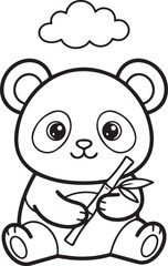 Obraz premium Cute Panda Face Coloring Page – Cartoon Bear Line Art for Kids