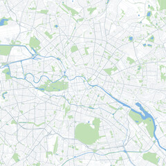 Fototapeta premium Minimal vector city map of Berlin with streets, parks and waterways