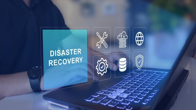 Disaster recovery concept.  business continuity, data recovery and risk management solutions.
