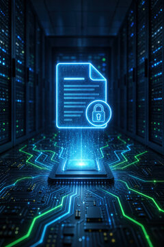 Secure Digital Document Symbolizing Compliance Records and Data Governance