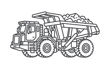 Mining Dump Truck Outline Vector Illustration © ricardo