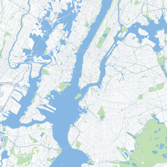 Fototapeta premium Minimal vector city map of New York City with streets, parks and waterways