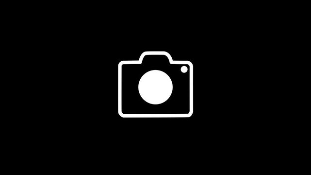 camera animation icon. 4k Video on black background. Neon camera icon isolated and film themes. Social media video camera icon. animation. 