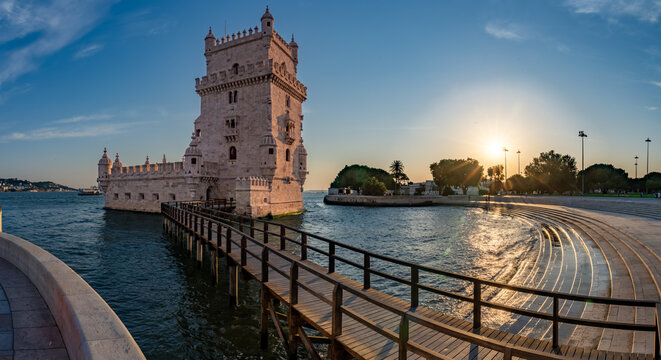 views around Belem Lisbon at sunset