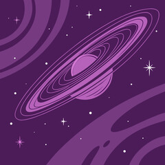 Purple planet with rings in space illustration solar system outer space planetary system space exploration space art science fiction sci fi illustration astronomy universe celestial © Sumi