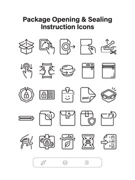 Consumer Packaging Opening and Sealing Instruction Icons
