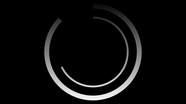 Double Ring Loading Circle Icon Animation on Black Background. Download Progress, Preloader Animation Web Design Template. Seamless Loop 4K Motion Graphic with Alpha Channel.