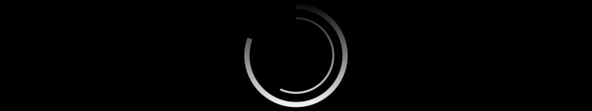 Double Ring Loading Circle Icon Animation on Black Background. Download Progress, Preloader Animation Web Design Template. Seamless Loop 4K Ultrawide Motion Graphic with Alpha Channel.