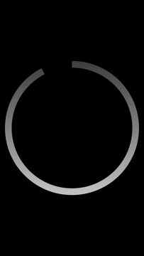 Thick Ring Loading Circle Icon Animation on Black Background. Download Progress, Preloader Animation Web Design Template. Seamless Loop 4K Vertical Motion Graphic with Alpha Channel.