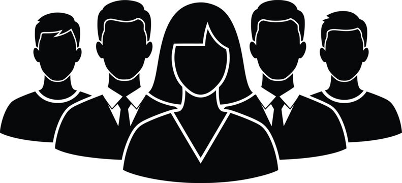 Vector icon of a diverse group of people business team silhouette