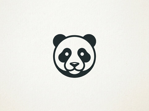 Simple black and white cartoon panda face illustration design vector