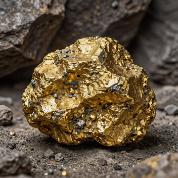 Environment Concept Mine Brown. Texture Background Featuring A Lump Of Gold Ore From A Mine