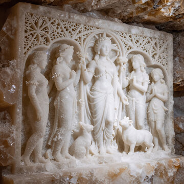 Art Nouveau Mine Salt. Wieliczka Salt Mine Krakow Showcasing Intricate Salt Decorations