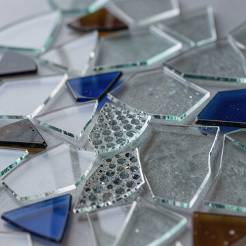 Vector Art Recycle Alcohol. Collage Of Broken Glass Fragments Forming The Background