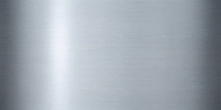 A polished metal surface with a brushed texture and reflective highlights creates a modern and industrial aesthetic, perfect for backgrounds and design elements.