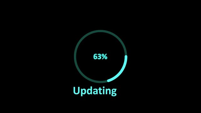 System updating bar animation on black background with 100%. Upgrade System Sign, Update Process Completed, Refresh Button, Operating system upgrade concept, software updating and process. 4k video.
