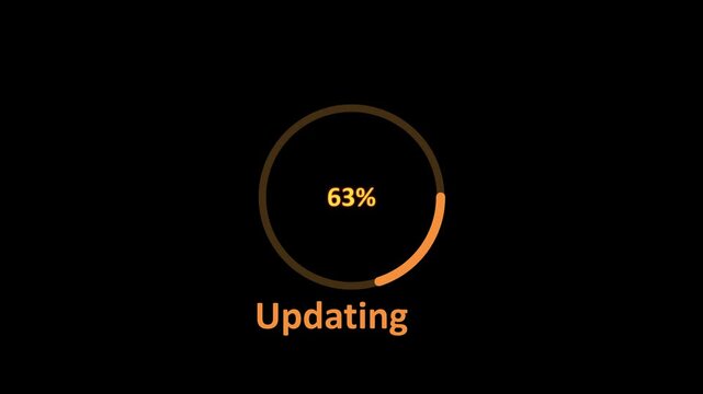 System updating bar animation on black background with 100%. Upgrade System Sign, Update Process Completed, Refresh Button, Operating system upgrade concept, software updating and process. 4k video.