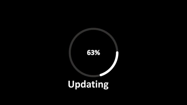 System updating bar animation on black background with 100%. Upgrade System Sign, Update Process Completed, Refresh Button, Operating system upgrade concept, software updating and process. 4k video.