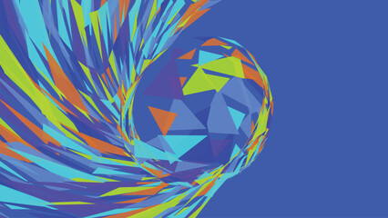 Abstract illustration of a sphere surrounded by colorful, sharp geometric shards, creating a visually striking and dynamic composition. © MstMabia